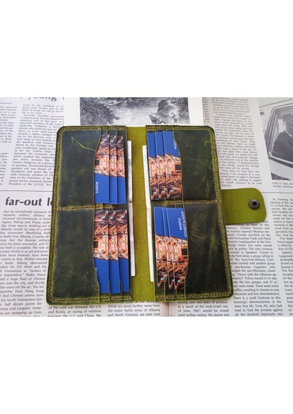 Kesimden Dikime Tamamen El Emeği Gerçek Deri Cüzdan 12 Kart 2 Banknot Alanı (19.4cm*8,5cm) 21C2