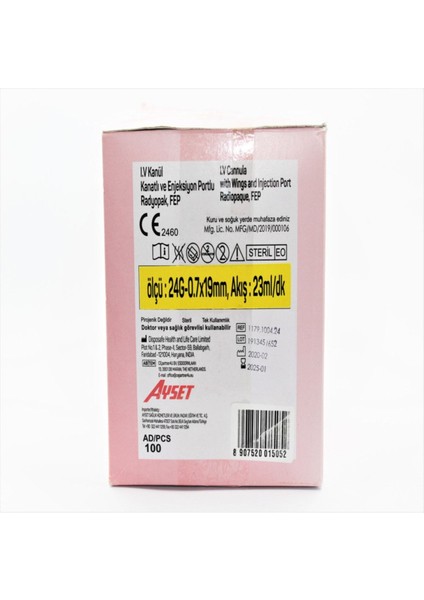 I.V Kanatlı ve Enjeksiyon Portlu Radyopak 99 Adet Sağlıklı ve Güvenilir Paket
