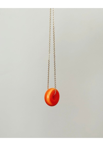 Altın Kaplama Zincirli Turuncu Renk Simit Murano Kolye fiyatları