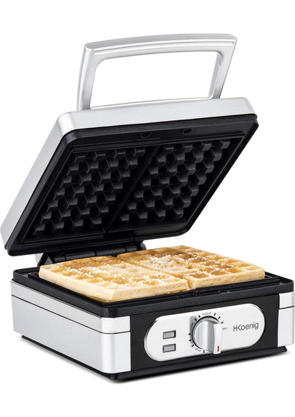 H.koenig GFX320 Waffle Makinesi, 1400 W, 2 Waffle, 15 x 10 Cm, Gri