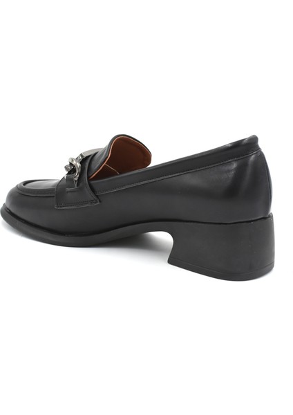 (Park Moda) Kalın Topuklu Toka Detaylı Günlük Loafer Kadın Ayakkabı Siyah modelleri