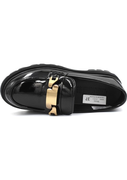 (Park Moda) Toka Detaylı Poli Hafif Taban Günlük Kadın Loafer Ayakkabı Rugan Siyah modelleri