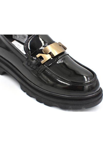 (Park Moda) Toka Detaylı Poli Hafif Taban Günlük Kadın Loafer Ayakkabı Rugan Siyah fırsatları