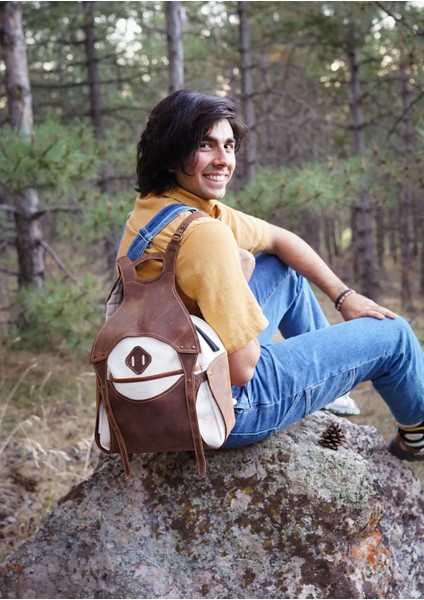 Sırt Çantası Hakiki Deri & Kanvas Kumaş Çanta Outdoor Kamp Dağcılık Avcılık Günlük Spor Çanta fırsatları