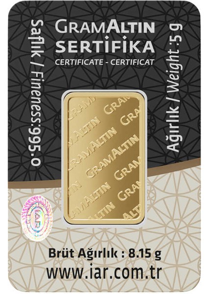 METİN GOLD 5 Gram 24 Ayar Iar Gramaltın