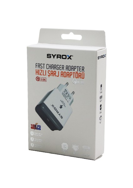 Fast Charger Hızlı Typc-E Ev Şarj Adaptör Başlık 3.0A 18W Pd (K246)