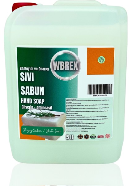 Besleyici ve Onarıcı Sıvı El Sabunu 5lt Ekonomik Boy Beyaz Sabun Kokulu