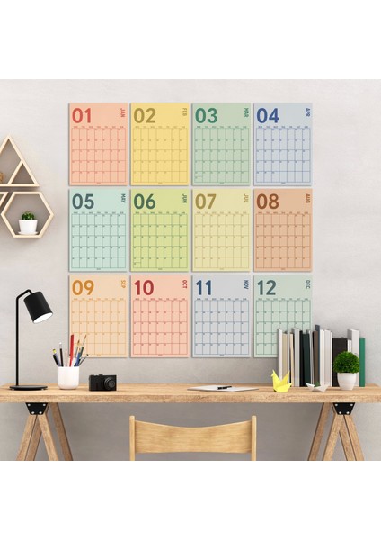 2025 Duvar Takvimi A4 33 x 48 cm Poster Takvim Aylık Planlayıcı Takvim Boho Renkler