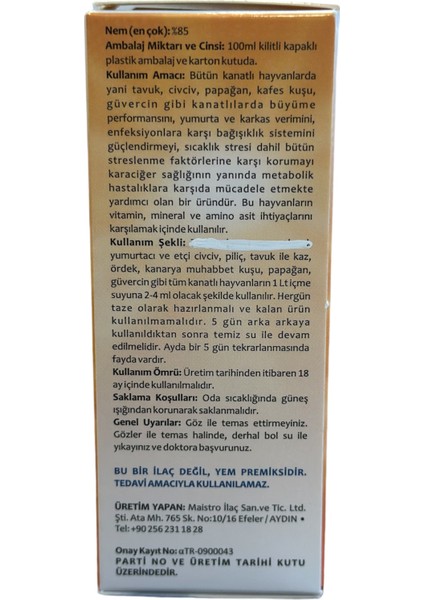 Gabbiaavian - 100 ml  Kanatlı Hayvanlar Için Multivitamin