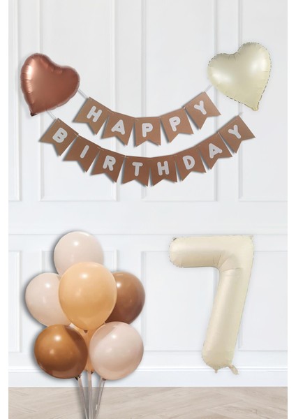 Retro Renkler Doğum Günü Parti Seti Krem Yaş Balonlu Kraft Banner Balon Zinciri Seti