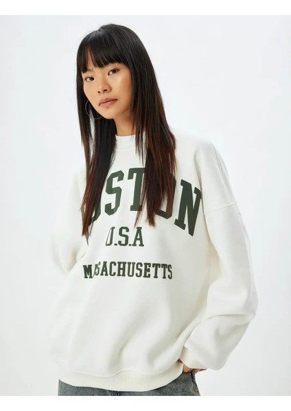 Kadın Sweatshirt Ekru 5WAL10170IK