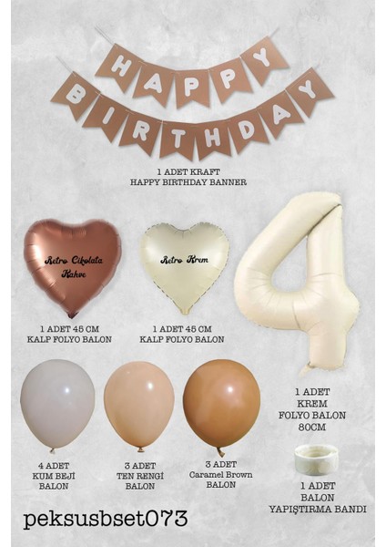 Retro Renkler Doğum Günü Parti Seti Krem Yaş Balonlu Kraft Banner Balon Zinciri Seti fiyatları