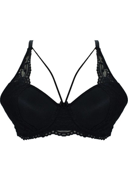 1025 Balenli Destekli Yarı Dantelli Çapraz Askılı Sütyen