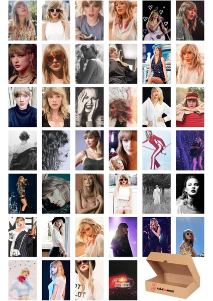 Taylor Swift Duvar Poster Seti - Taylor Swift Temalı Poster Seti - 40 Adet Poster - Yapışkanlı Kaliteli Poster Seti Özel Kutulu Poster Seti