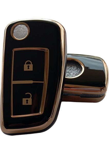 Nissan Qashqai Micra X-Trail Uyumlu Anahtar Kumanda Kılıfı Oto Anahtarlık Siyah Gold