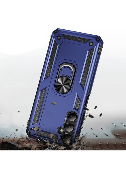 Samsung Galaxy A05S Kılıf Yüzüklü Zırh Tank Vega Kapak - Siyah