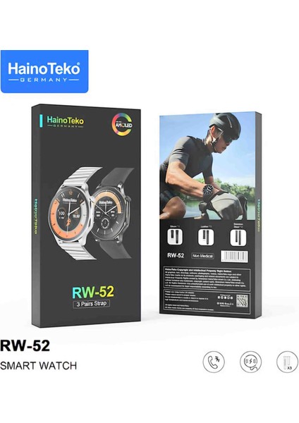 Haino Teko Germany Rw-52 Spor Akıllı Saat 3 Kordon Deri Metal Silikon