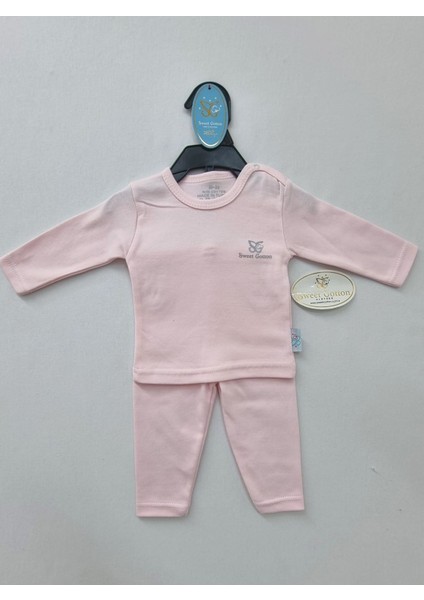 Bebek 3'lü Yumuşacık Pamuklu Çizgili Desenli Pijama Setleri Pembe