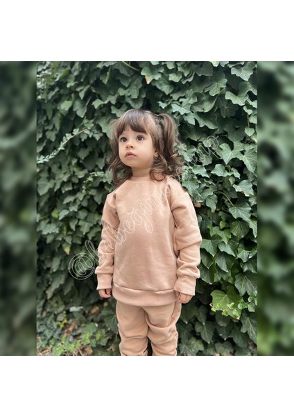 Çocuk Bisiklet Yaka Alt-Üst Eşofman Takımı - Üç Iplik Şardonlu