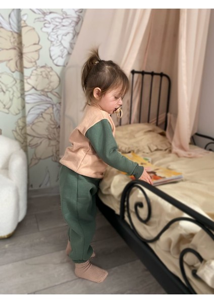 Çocuk Bisiklet Yaka Alt-Üst Eşofman Takımı - Üç Iplik Şardonlu