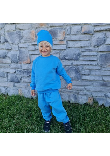 Çocuk Bisiklet Yaka Alt-Üst Eşofman Takımı - Üç Iplik Şardonlu fırsatları