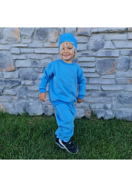 Çocuk Bisiklet Yaka Alt-Üst Eşofman Takımı - Üç Iplik Şardonlu indirimleri