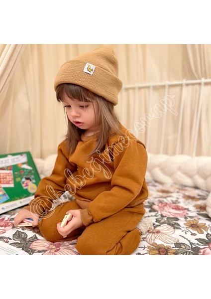 Çocuk Bisiklet Yaka Alt-Üst Eşofman Takımı - Üç Iplik Şardonlu