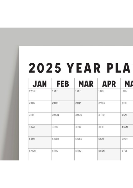 2025 Yıllık Planlayıcı Duvar Takvimi Aylık Planlayıcı Aile Takvimi Siyah Beyaz Takvim modelleri