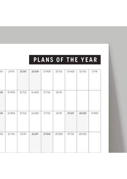 2025 Yıllık Planlayıcı Duvar Takvimi Aylık Planlayıcı Aile Takvimi Siyah Beyaz Yatay Takvim fırsatları