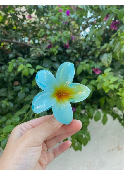 Aloha Lotus Çiçek Topuz Mandal Toka Mavi