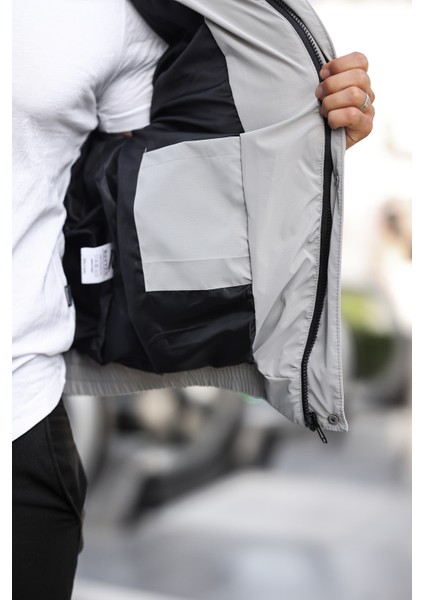 Erkek Dik Yaka Krem Kapüşonlu Mont indirimleri