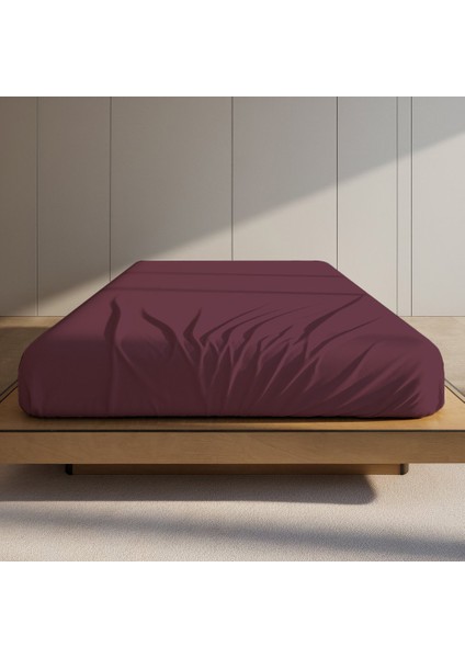| Purecomfort | Doğal Pamuk Tek Kişilik Lastikli Çarşaf | 35 cm Yükseklik | Mürdüm