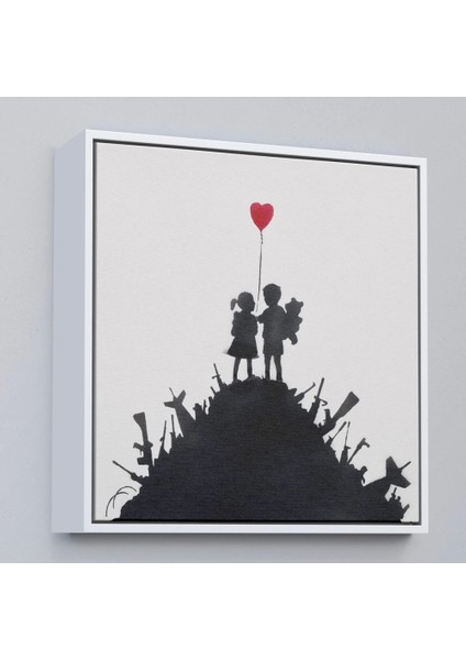 Çerçeveli Bansky Kids On Guns - Silahlı Çocuklar TABLOSU-8336