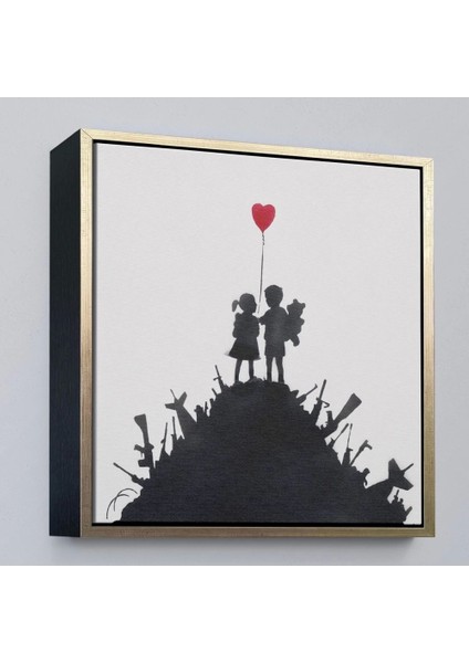 Çerçeveli Bansky Kids On Guns - Silahlı Çocuklar TABLOSU-8336 modelleri