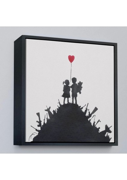 Çerçeveli Bansky Kids On Guns - Silahlı Çocuklar TABLOSU-8336 fırsatları