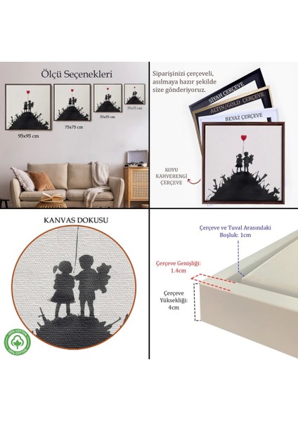 Çerçeveli Bansky Kids On Guns - Silahlı Çocuklar TABLOSU-8336 indirimleri