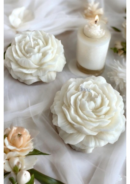 2'li Kutulu Beyaz Sakayik Mum, Dekoratif Hediyelik Mum, Çiçek Mum fiyatları