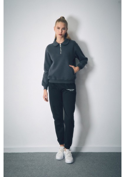 Basic Polo Yaka Cepli Sweatshirt fiyatları