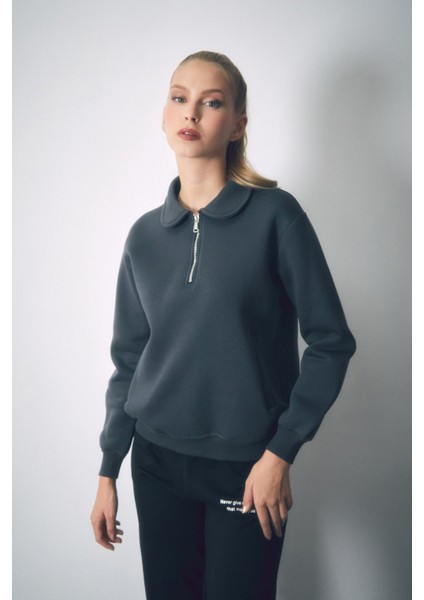 Basic Polo Yaka Cepli Sweatshirt modelleri