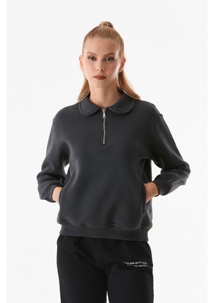 Basic Polo Yaka Cepli Sweatshirt fırsatları