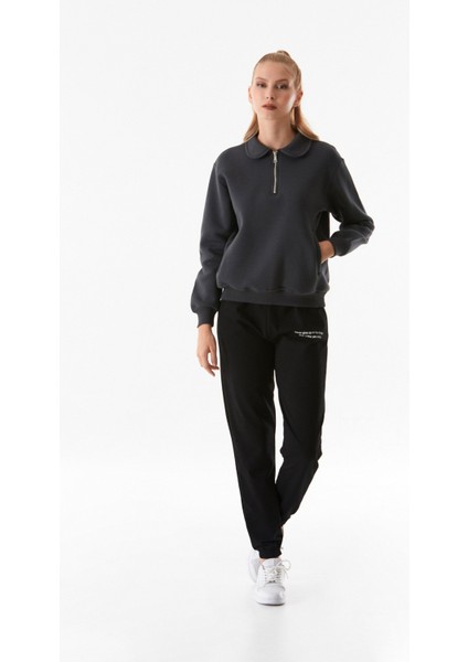 Basic Polo Yaka Cepli Sweatshirt indirimleri