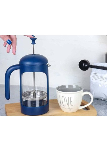 600 ml Çam Mat Siyah French Press Süzgeçli Çay ve Kahve Demliği