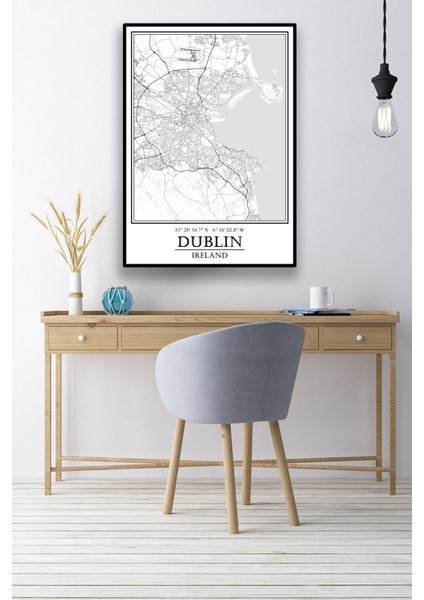 Dublin Şehir Haritası Çerçevesiz Poster-Harita Sanatı, Map Art Design modelleri