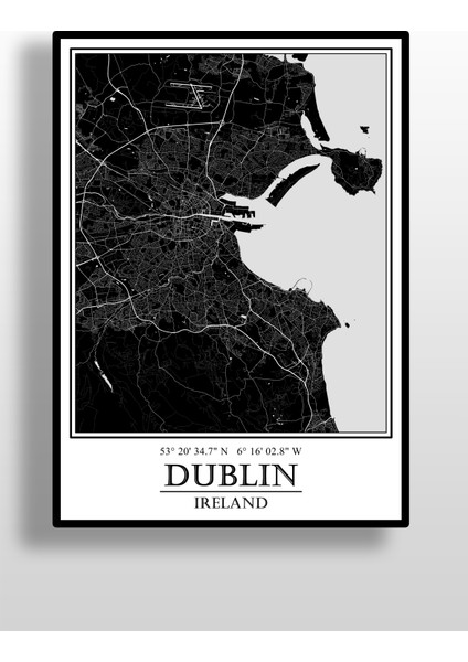 Dublin Şehir Haritası Çerçevesiz Poster-Harita Sanatı,