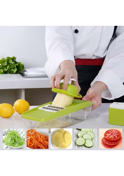 5 Başlıklı Hazneli Kaymaz Rende Jülyen Kesici Patates Havuç Rendesi