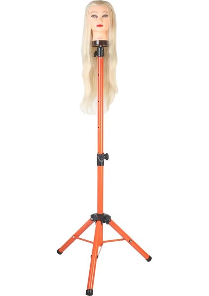 Özel Kuaför Eğitim Mankeni Için Metal Tripod / Turuncu + Taşıma Çantası
