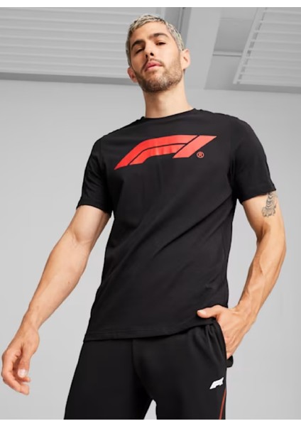 Siyah Erkek Bisiklet Yaka T-Shirt 62641501 F1 Ess Graphic Tee