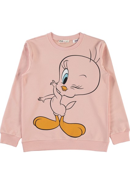 Kız Çocuk Sweatshirt 10-13 Yaş Pembe Kil