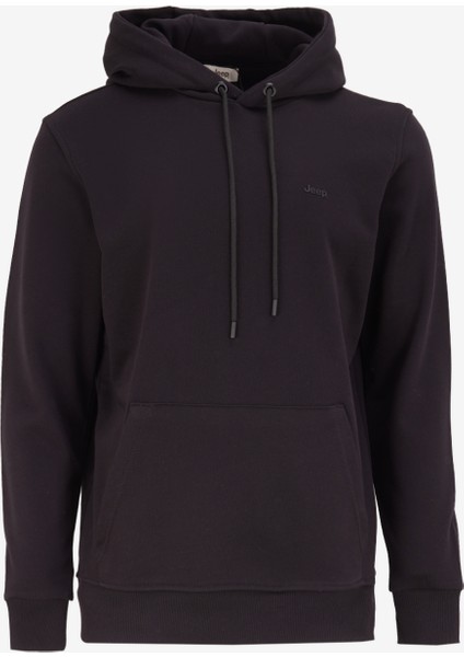 Kapüşon Yaka Düz Siyah Erkek Sweatshırt C4WM-SWT4254