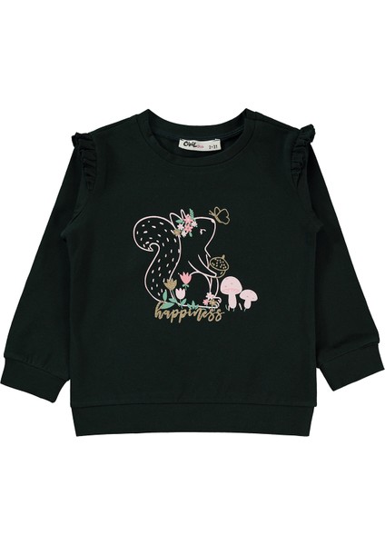 Kız Çocuk Sweatshirt 2-5 Yaş Koyu Haki